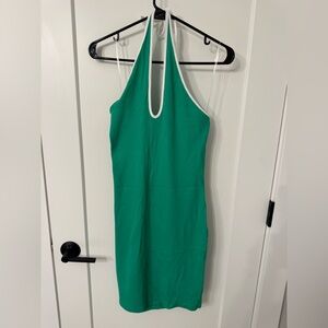 wild fable Green halter Bodycon Dress with White Trim